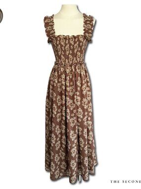 Altar'd State Ania Dress Smocked Ruffle Cottagecore Floral Maxi Dress Size Large